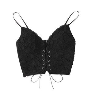 NEW Eyelet Lace Up Camisole Bustier Cami Corset Top L